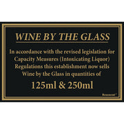 Wine Compliance Law Sign 125ml & 250ml