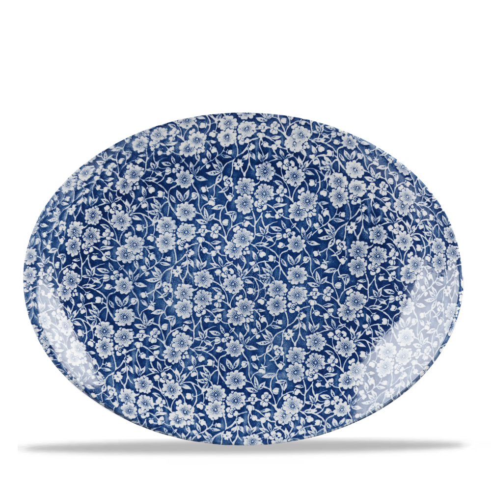 Vintage Prints Victorian Calico Prague Orbit Oval Coupe Plate 12.5"