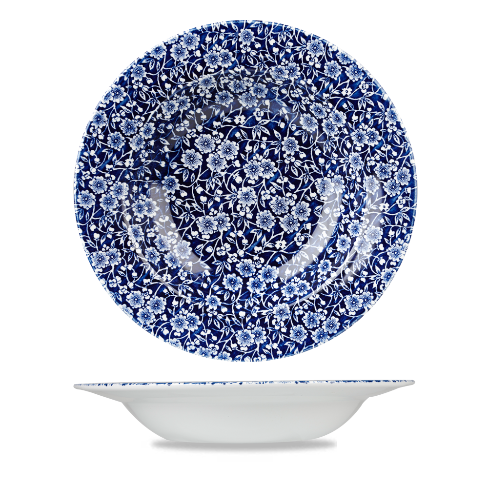 Vintage Prints Victorian Calico Willow Profile Rimmed Soup Bowl 9.75"