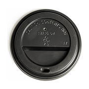Compostable Black Sip Through PS Domed Lid 12-16oz - Box of 1000