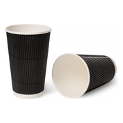 Green Planet Triple Wall Ripple Cups Black 12oz/340ml