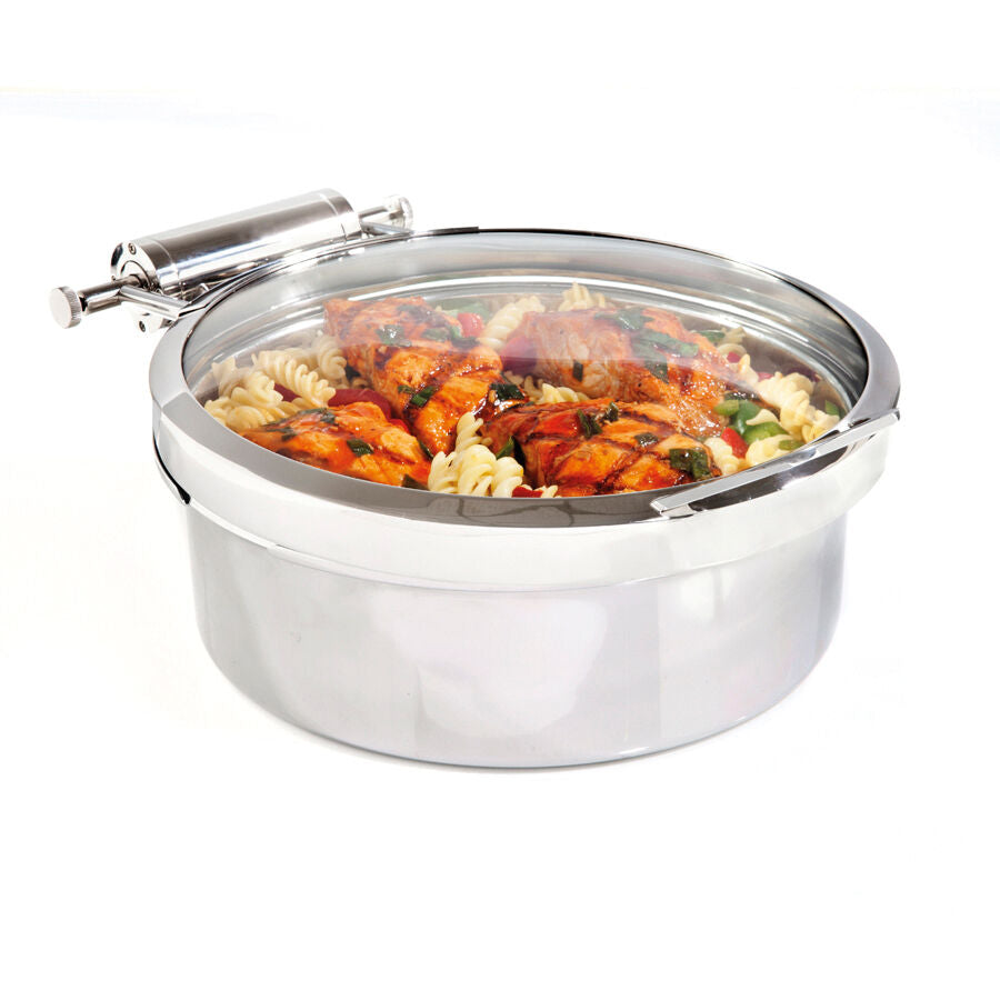 Stainless Steel Round Induction Chafer With Glass Lid 40.6 x 33 x 15.2cm 3.8ltr (16 x 13 x 6" 4qts)