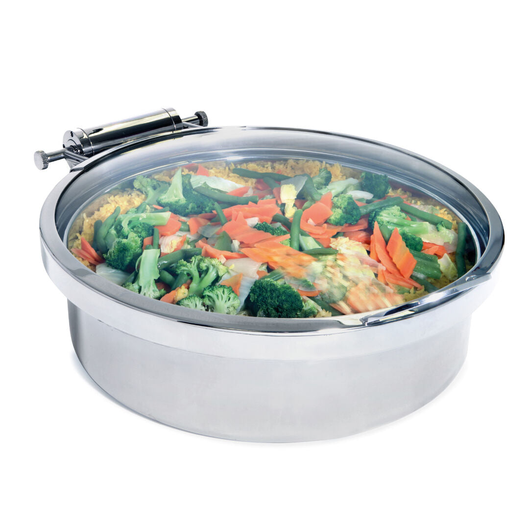 Stainless Steel Round Induction Chafer With Glass Lid 50.8x40.6x15.2cm 7.5ltr (20 x 16 x 6" 2gal)