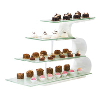 Wave White 4 Tier Display Set With Frosted Glass 101.6 x 40.6 x 64.8cm (40 x 16 x 25 1/2")