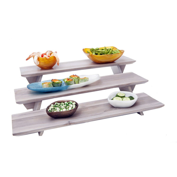 Utopia | Buffet | Fusion Grey Wash Teak 3 Piece Riser Set 58.4cm (23 ...