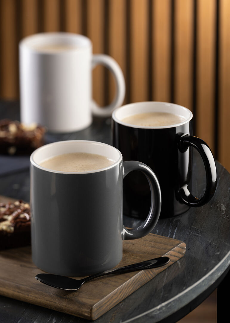 Pure White Straight-Sided Mug 12oz (34cl) - Black