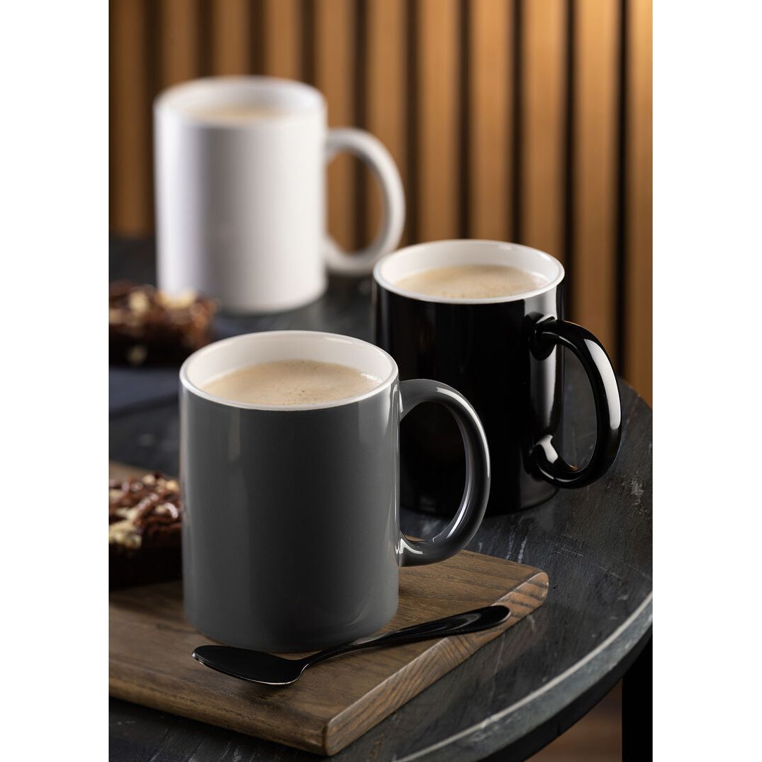 Pure White Straight-Sided Mug 12oz (34cl) - Grey