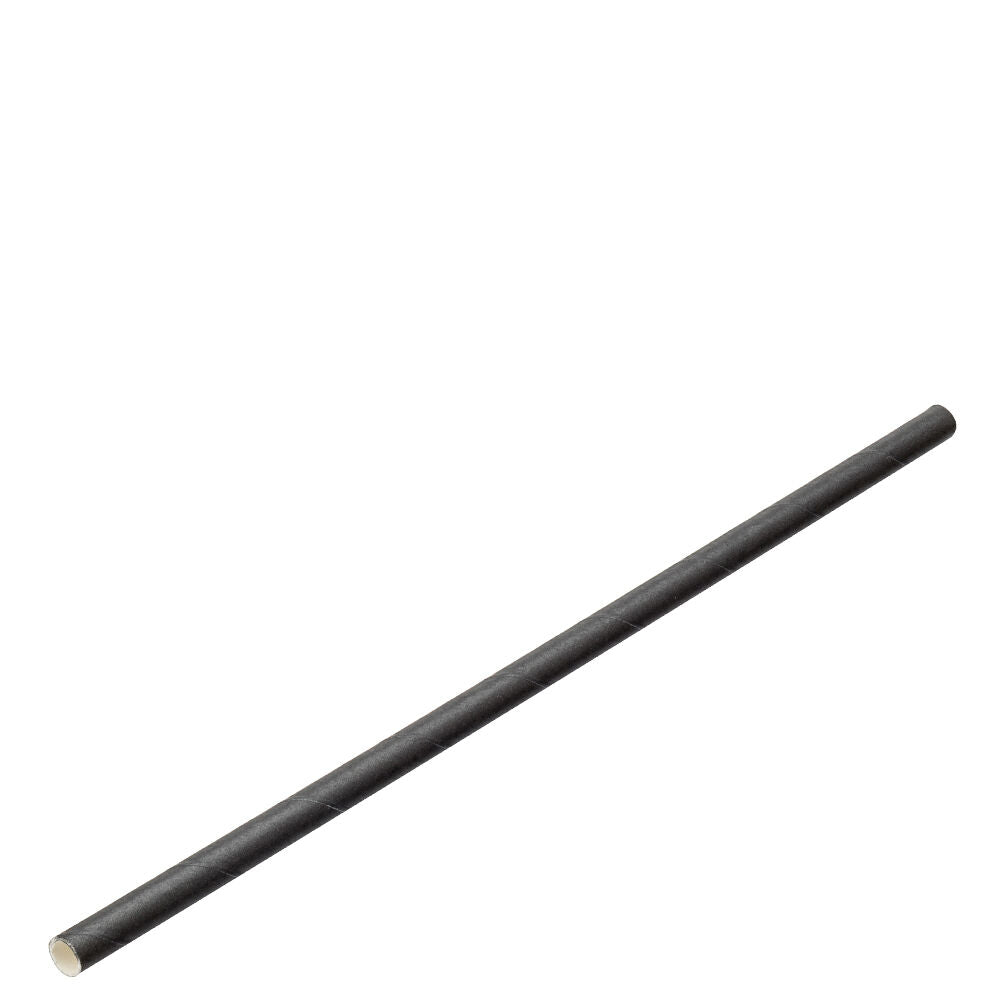 Paper Solid Black Straw 8" (20cm)
