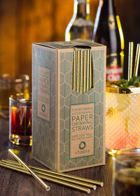 Paper Solid Gold Straw 8" (20cm)