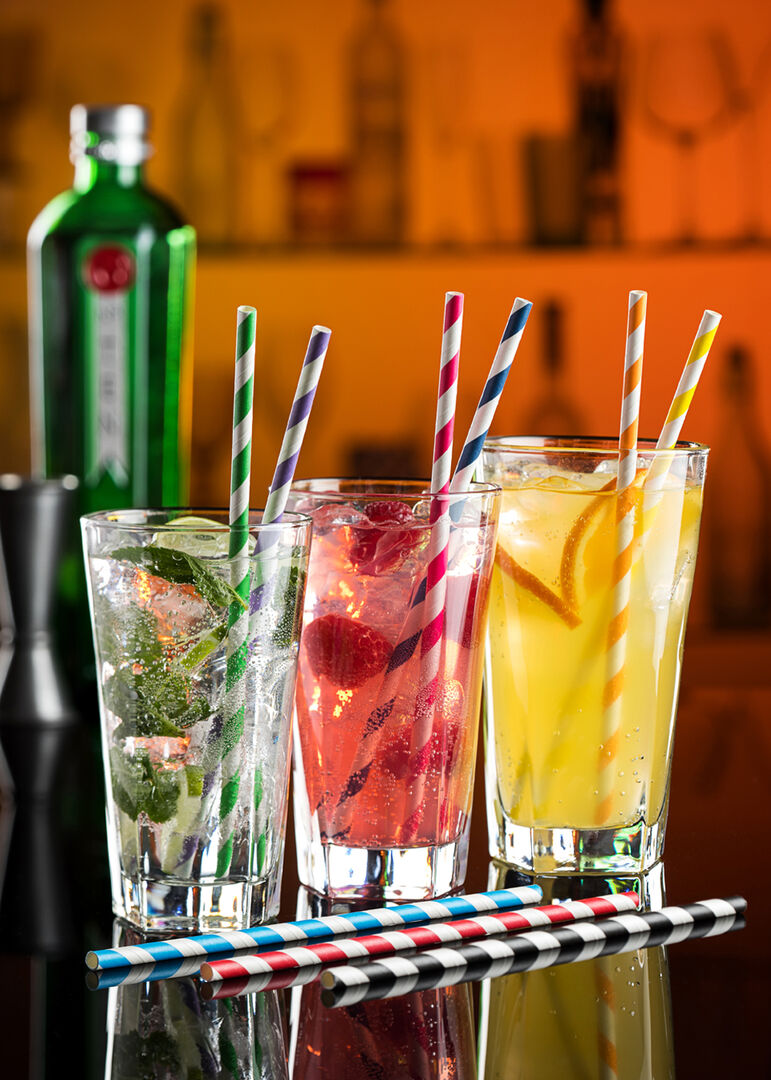 Paper Red Stripe Straw 8" (20cm)