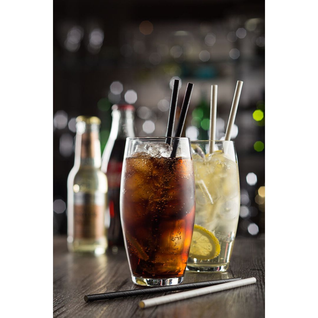 Paper Red Stripe Straw 8" (20cm)