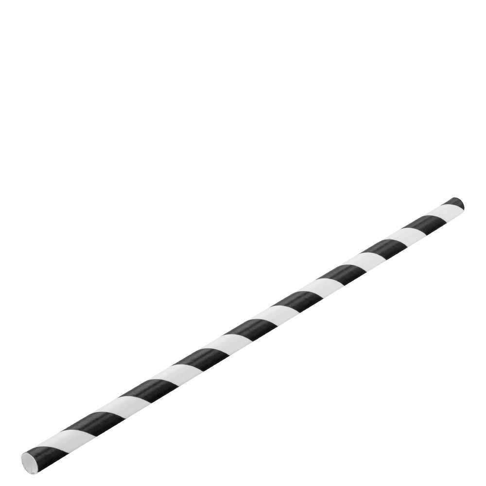 Paper Black Stripe Straw 8" (20cm)