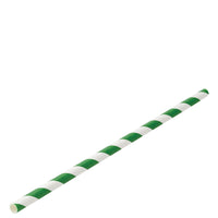 Paper Green Stripe Straw 8" (20cm)