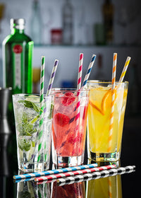 Paper Green Stripe Straw 8" (20cm)