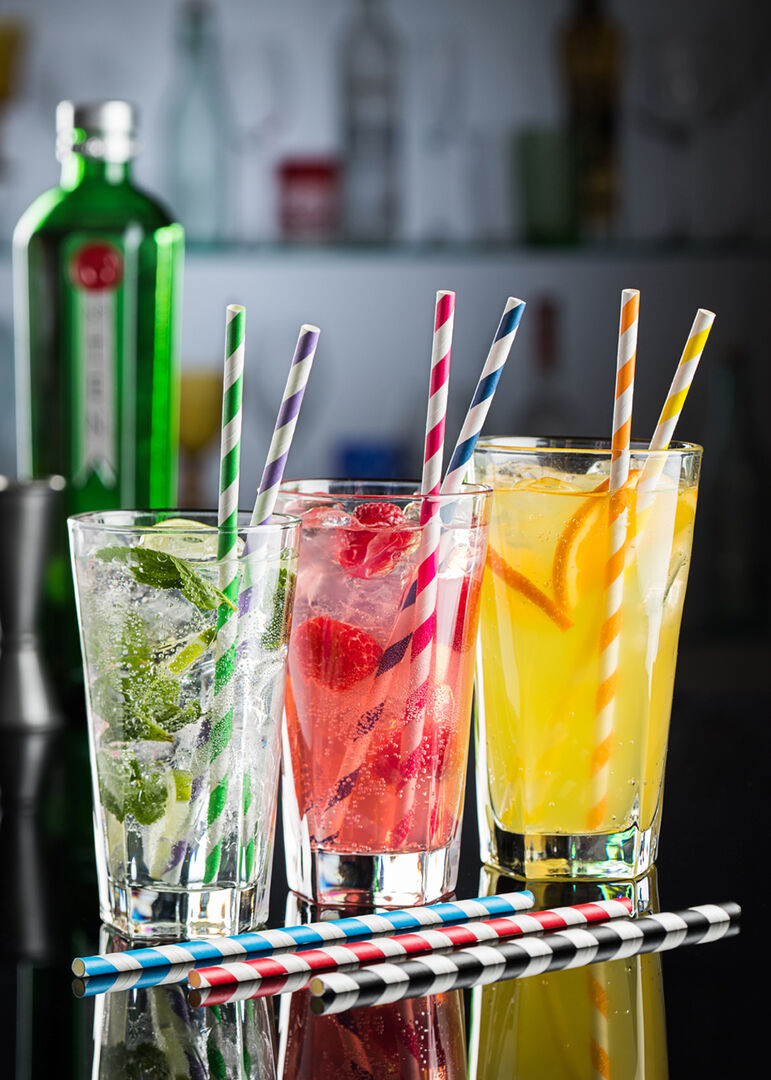 Paper Green Stripe Straw 8" (20cm)