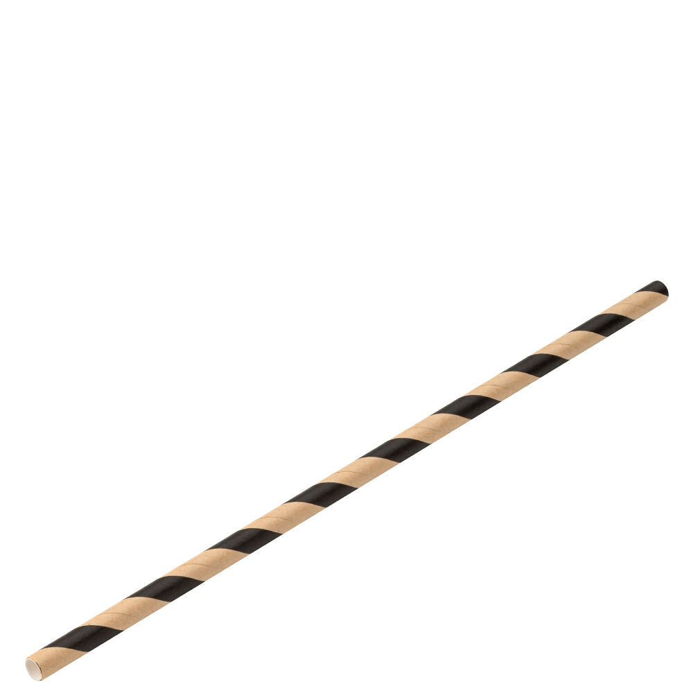 Paper Brown/Black Stripe Straw 8" (20cm)