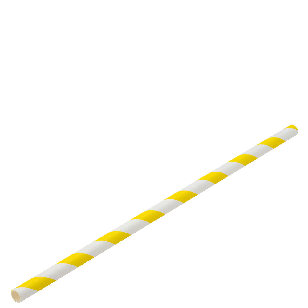 Paper Yellow/White Stripe Straw 8" (20cm)