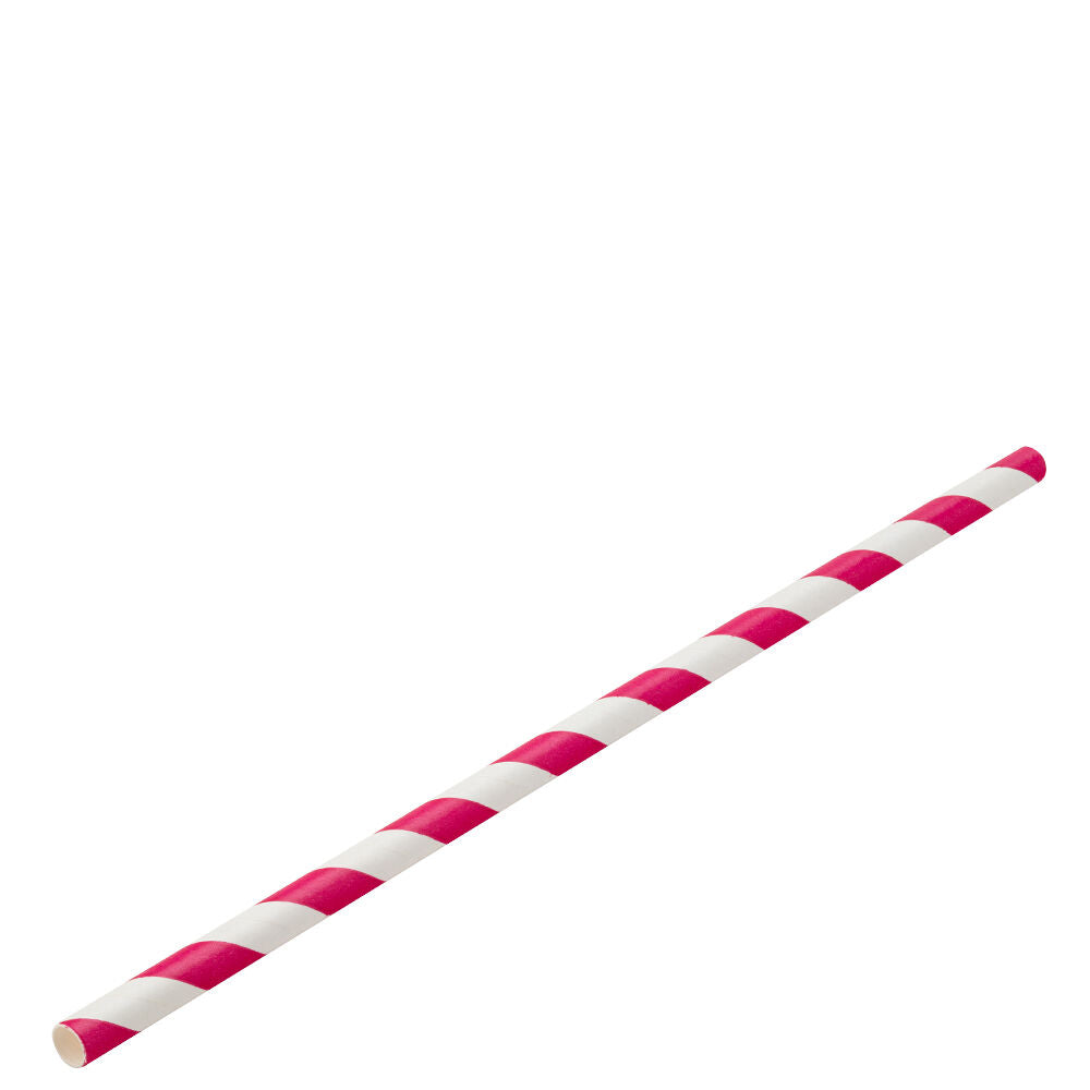 Paper Pink/White Stripe Straw 8" (20cm) Box of 250