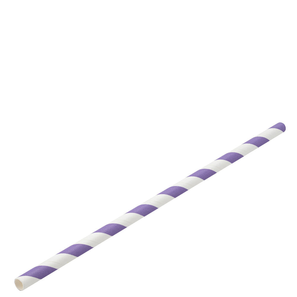 Paper Lilac/White Stripe Straw 8" (20cm)