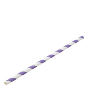 Paper Lilac/White Stripe Straw 8" (20cm)