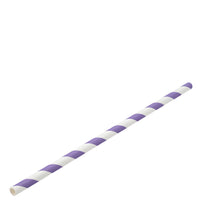 Paper Lilac/White Stripe Straw 8" (20cm)
