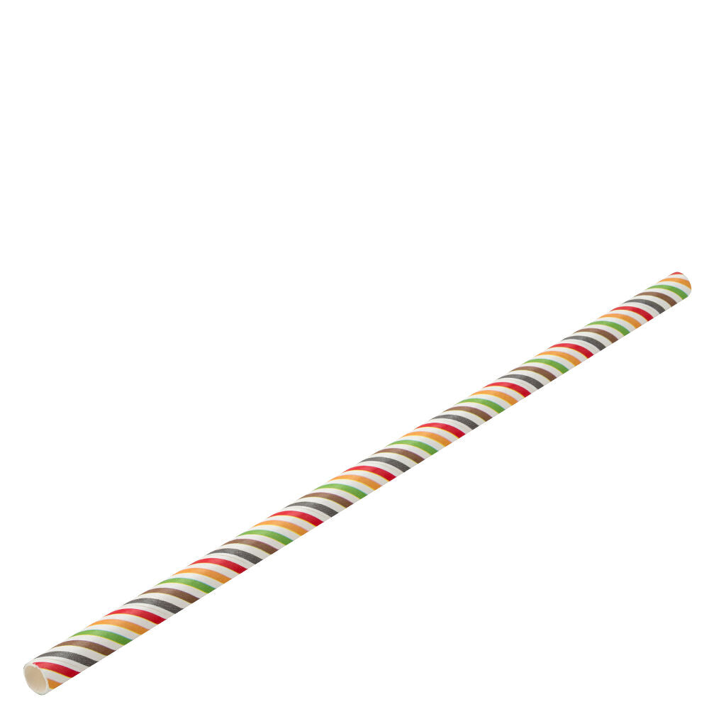Paper Multi Stripe Straw 8" (20cm) Box of 250