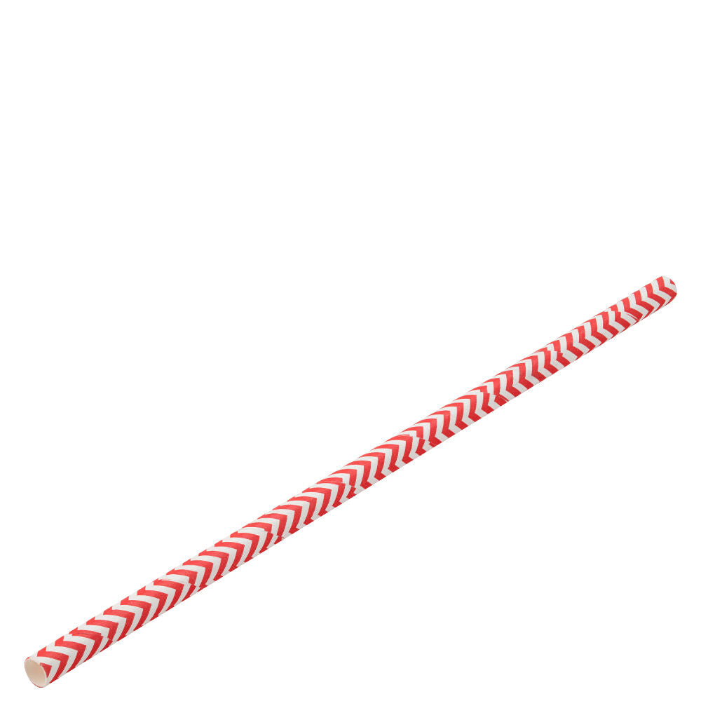 Paper Chevron Red Straw 8" (20cm) Box of 250