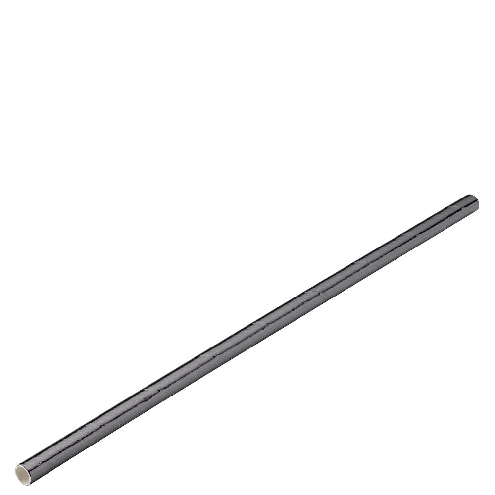 Paper Gunmetal Metallic Straw 8" (20cm) Box of 250