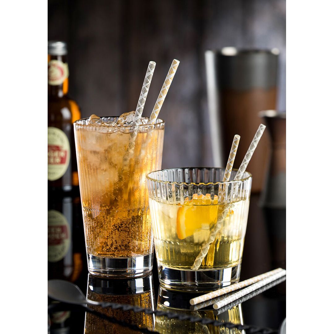 Paper Filigree Black Cocktail Straw 5.5" (14cm)