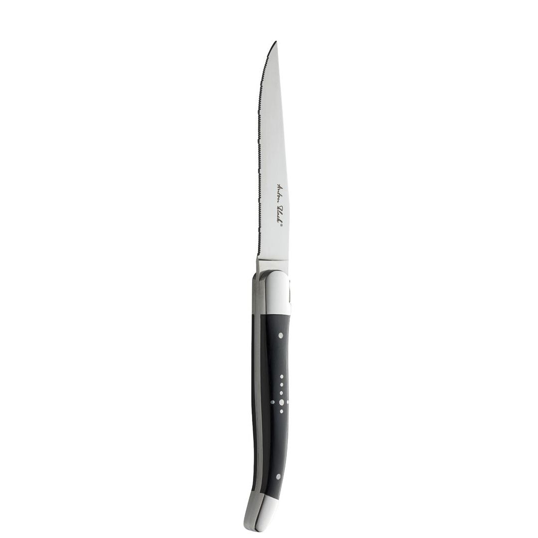 Laguiole Black Handled Steak Knife - Serrated Edge