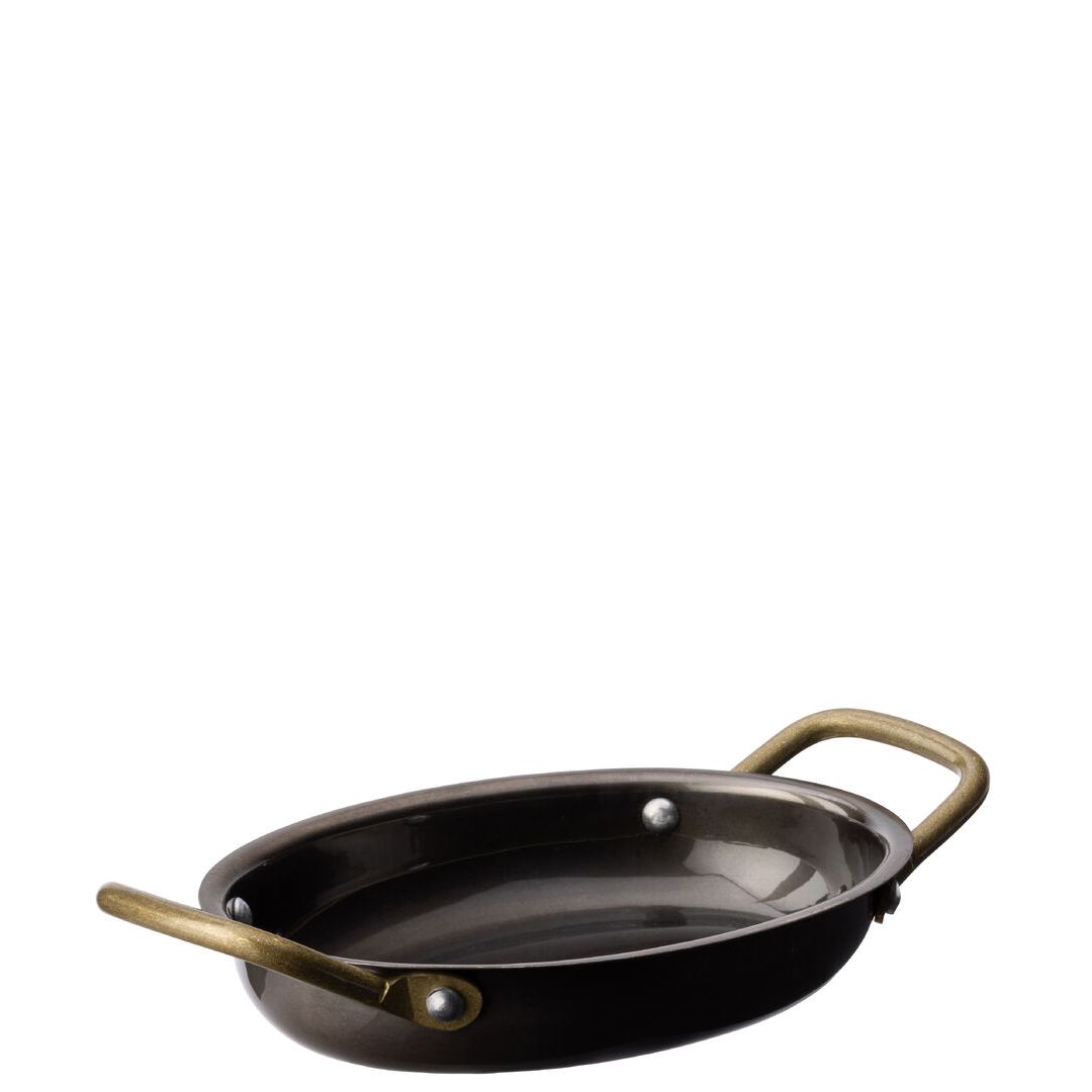 Black Vintage Steel Oval Dish 16.5 x 12.5cm