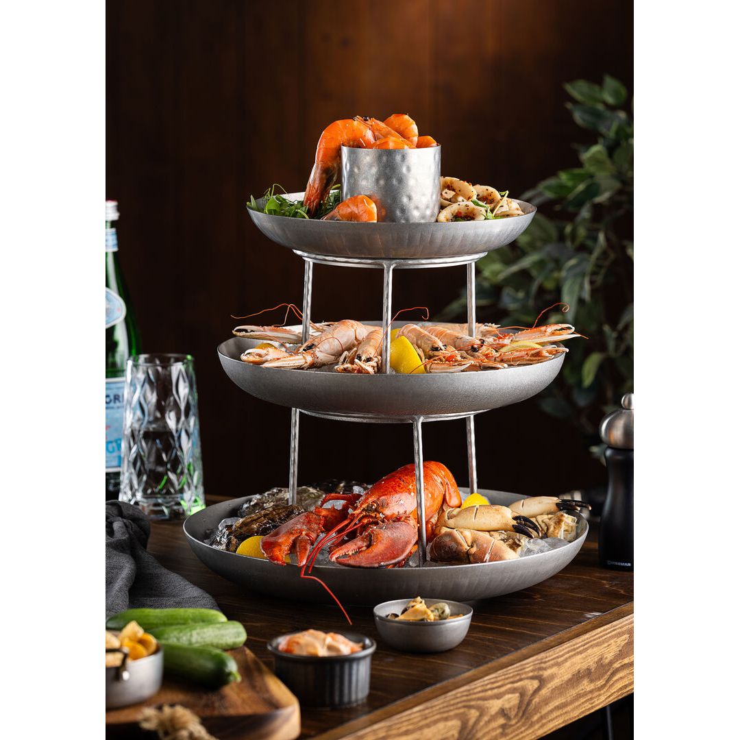Vintage Steel Seafood Tower Serving Bowl 29.5cm