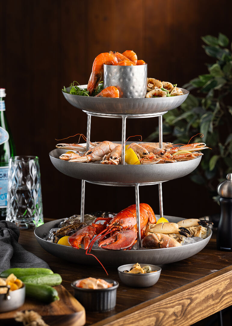 Vintage Steel Seafood Tower Large Stand 19.5x15.5c
