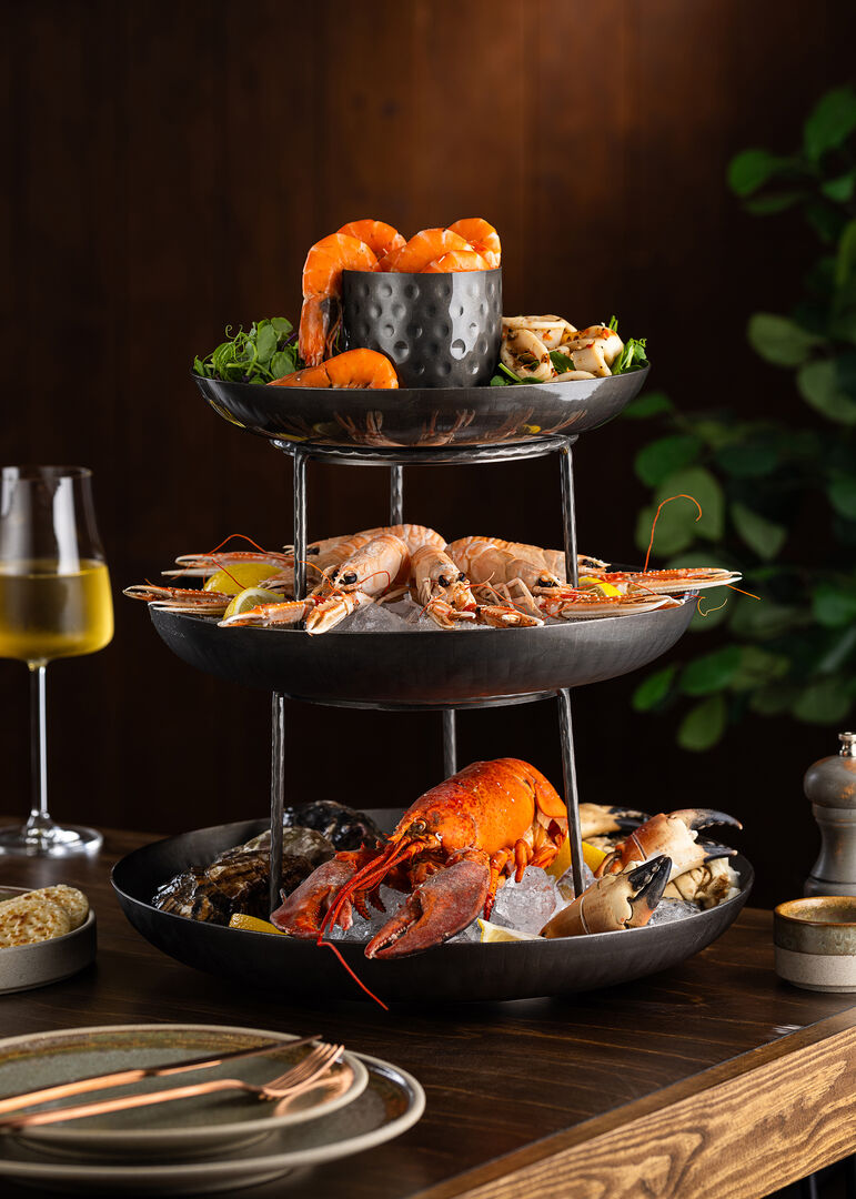 Vintage Black Seafood Tower Small Stand 18 x 12.5c