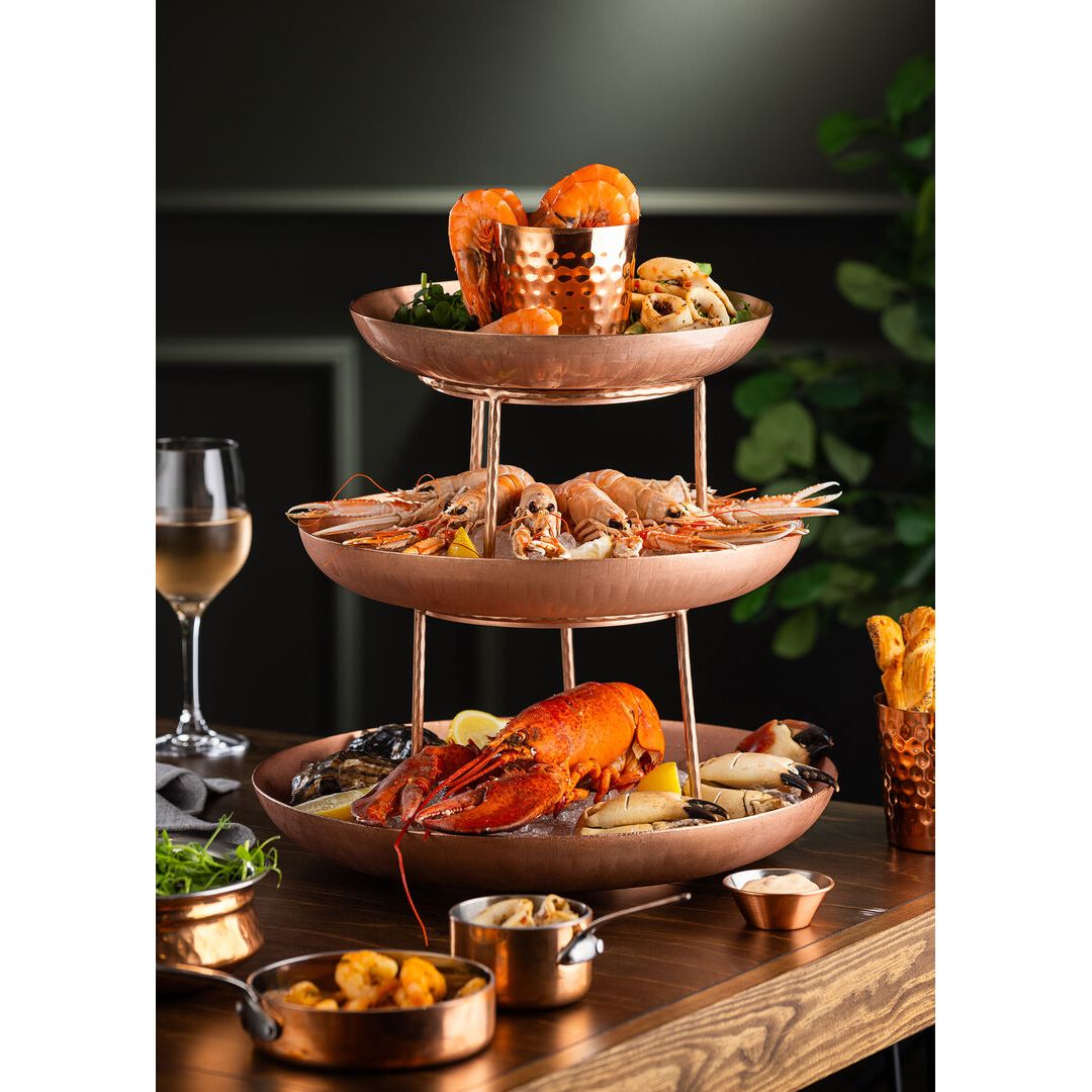 Vintage Copper Seafood Tower Small Stand 18 x 12.5