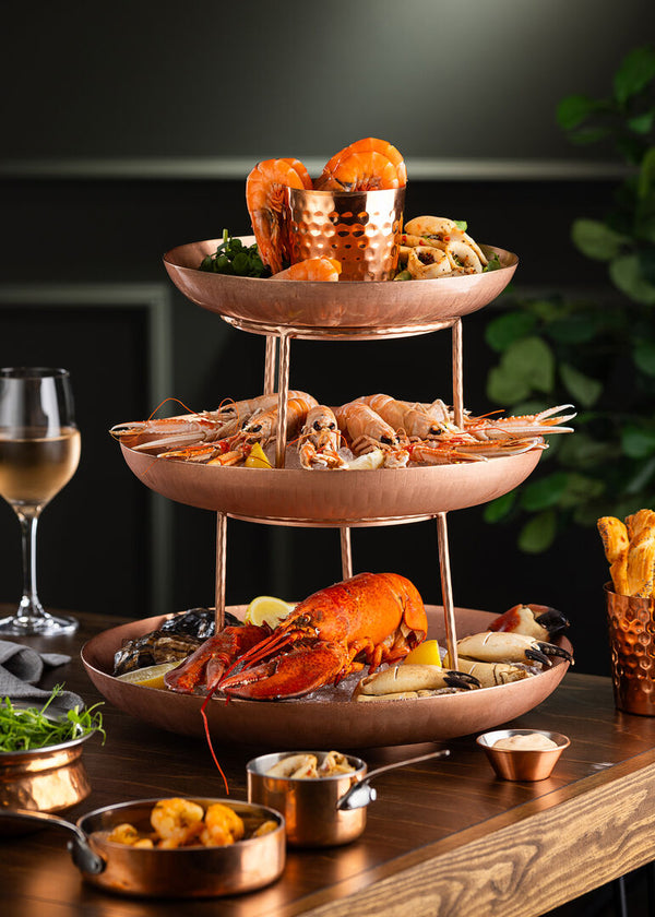 Vintage Copper Seafood Tower Small Stand 18 x 12.5