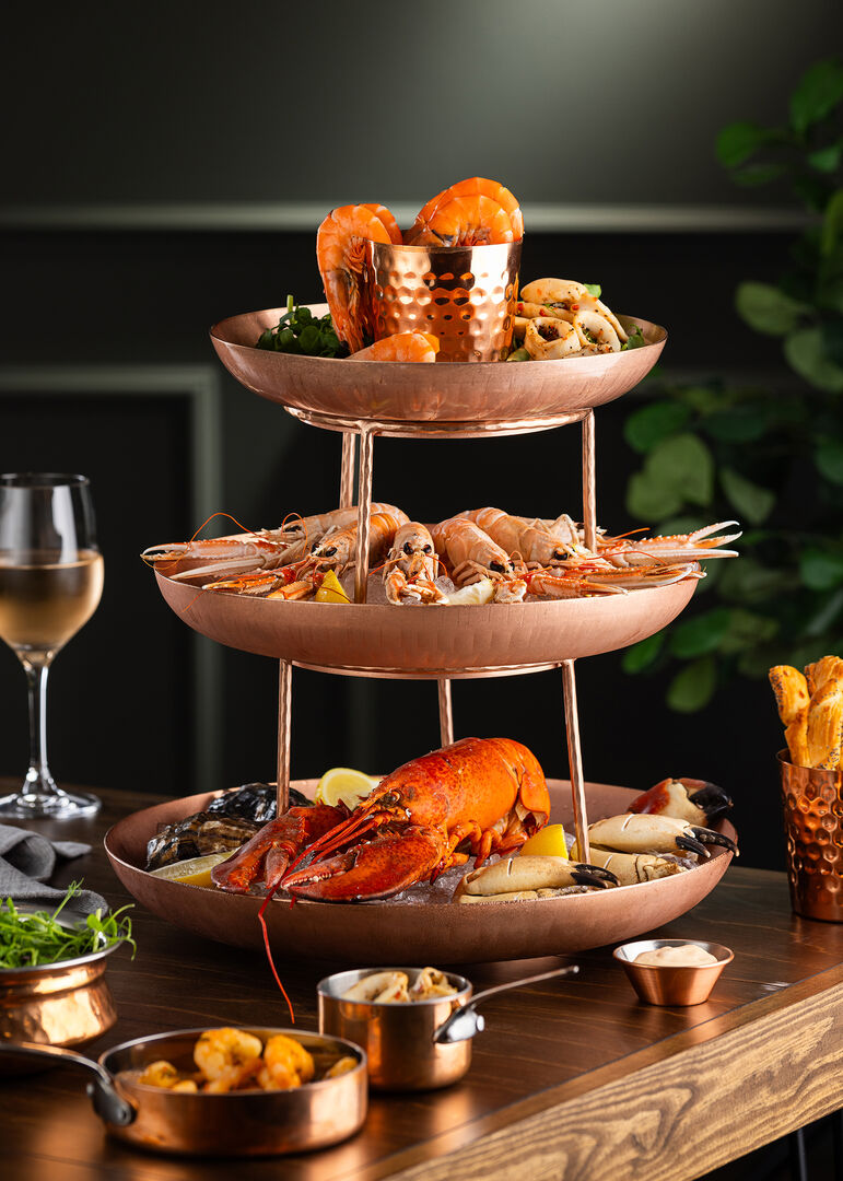 Vintage Copper Seafood Tower Small Stand 18 x 12.5