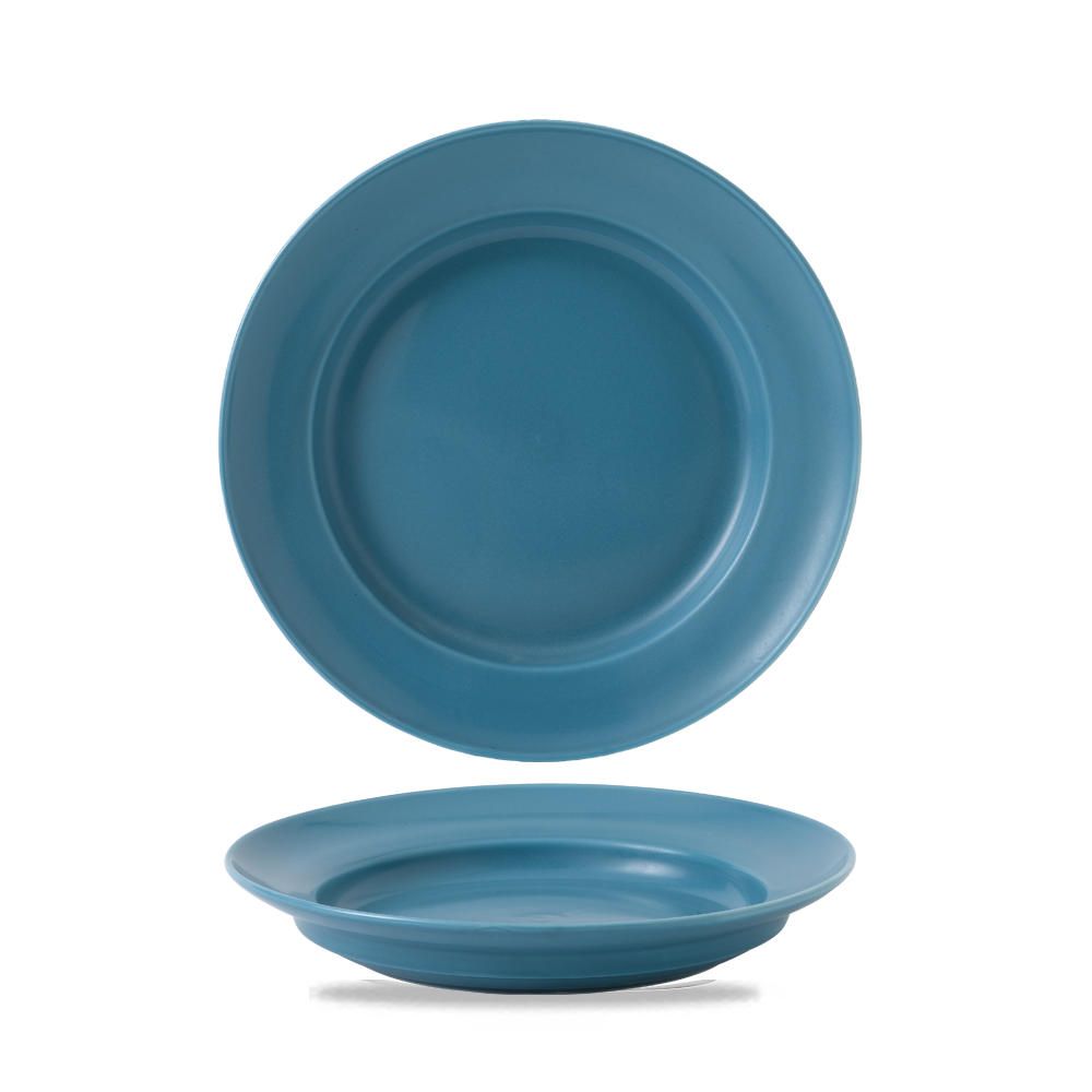 Art De Cuisine Future Care Blue Glaze Footed Dinner Plate 10 1/4"