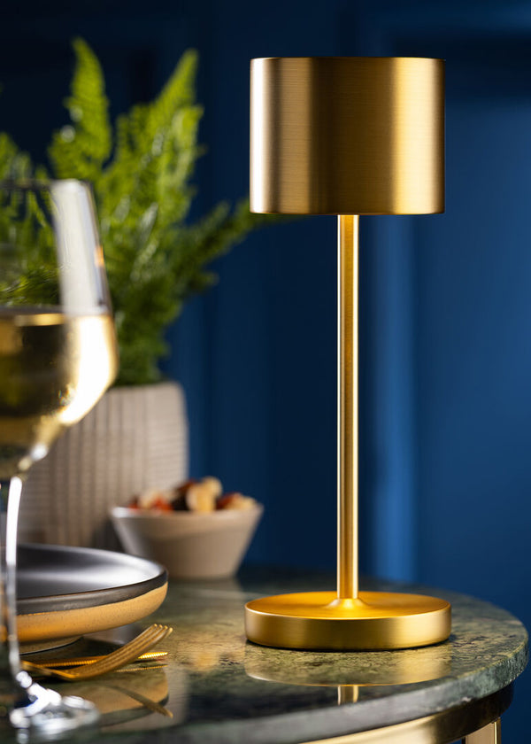 Tahiti LED Cordless Lamp 26cm - Brushed Gold