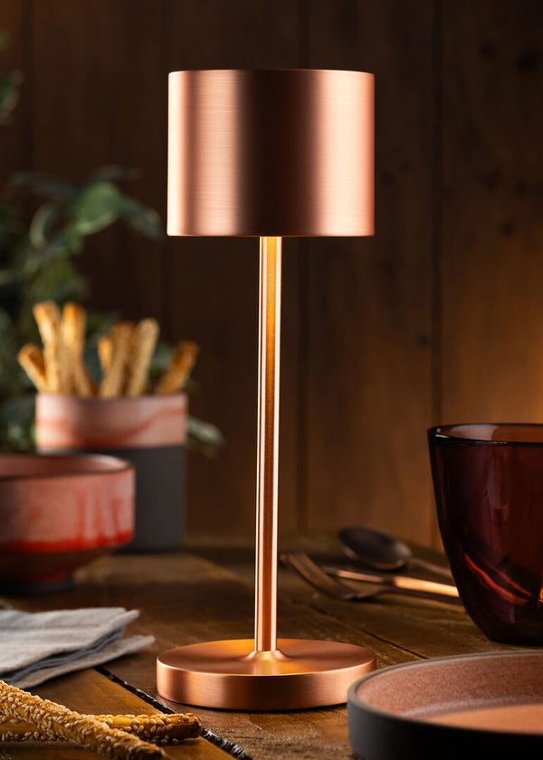 Tahiti LED Cordless Lamp 26cm - Brushed Copper