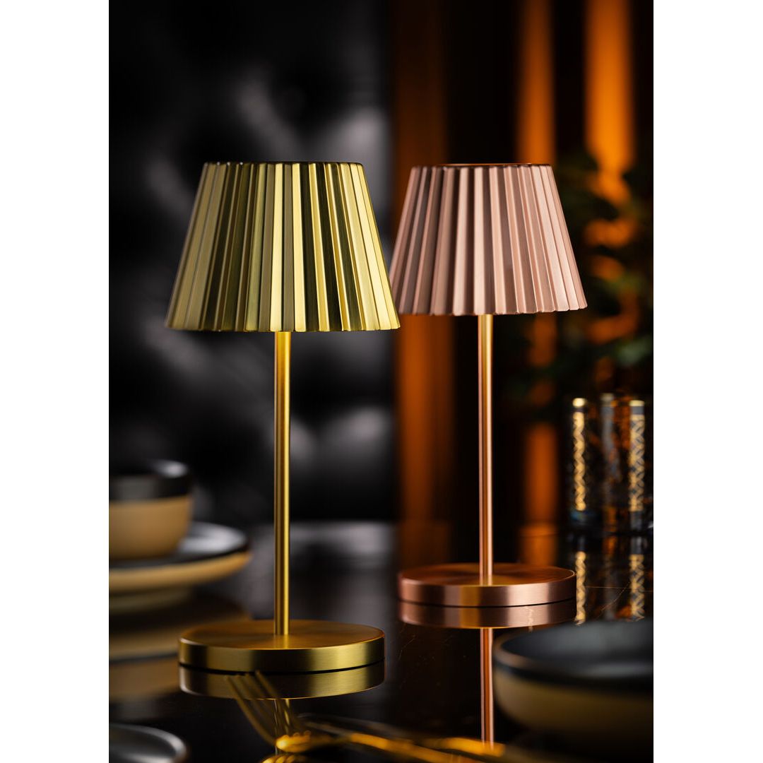 Dominica LED Cordless Lamp 26cm -Brushed Cop-remot