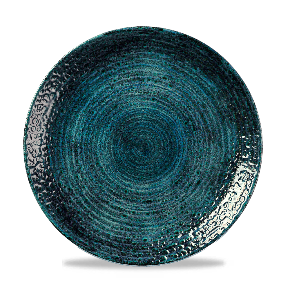 Homespun Chroma Blue Coupe Plate 26cm - Unique Hand-Thrown Style
