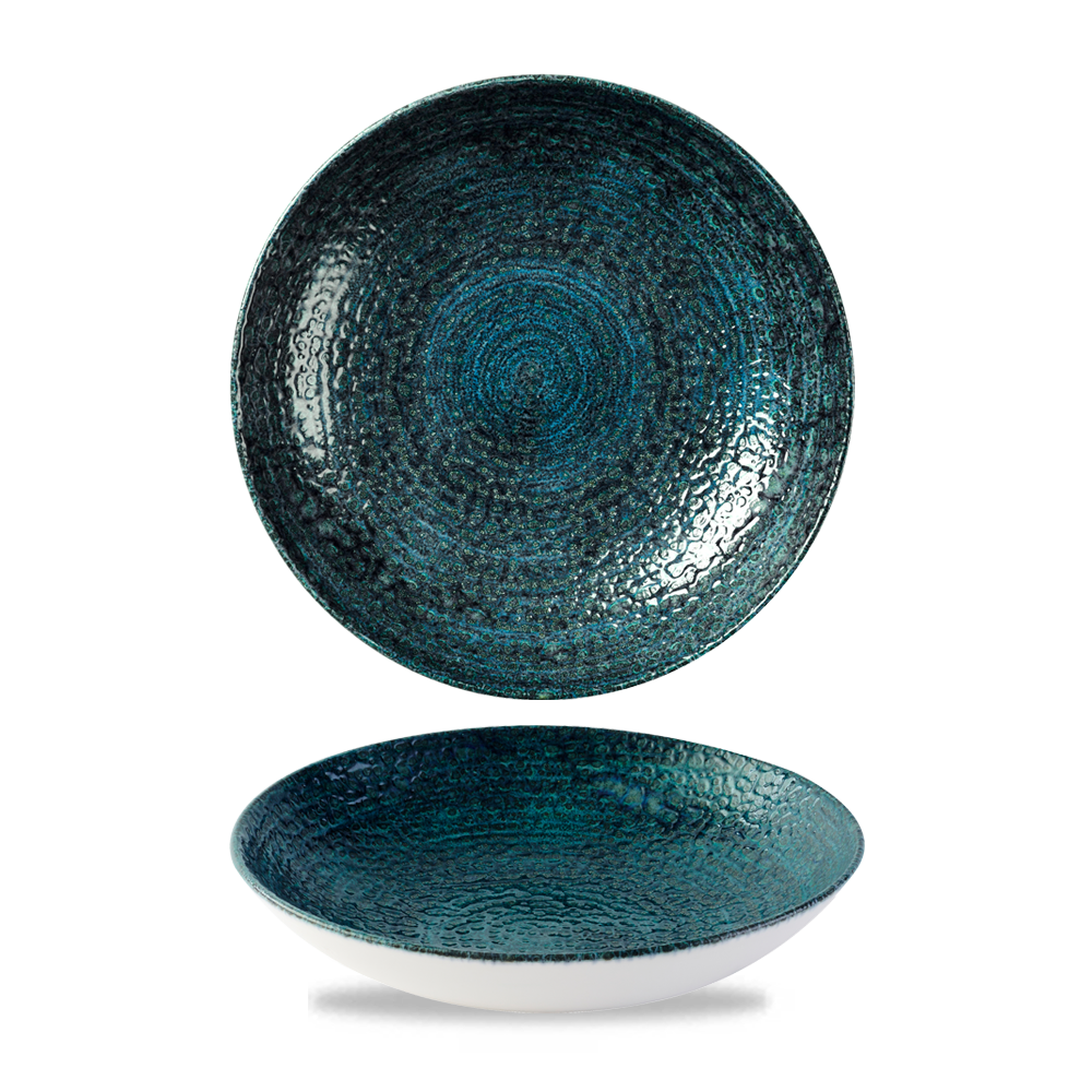 Homespun Chroma Blue Coupe Bowl 18.2cm - Unique Hand-Thrown Elegance