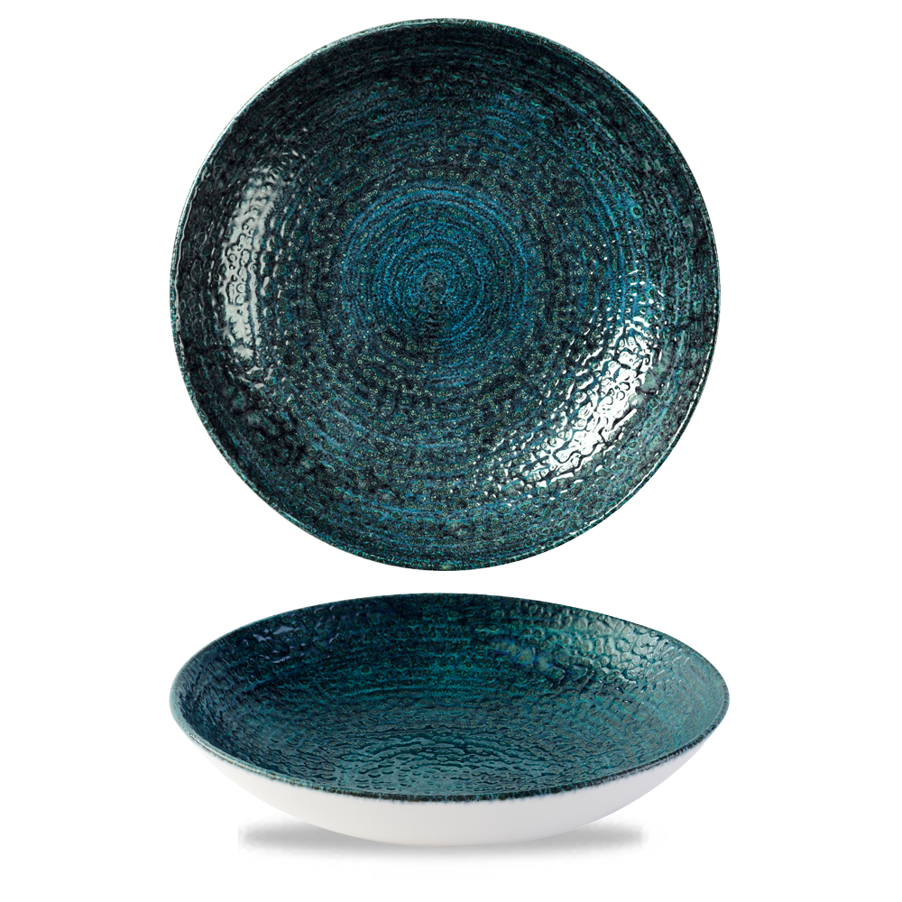 Homespun Chroma Blue Coupe Bowl 24.8cm - Artisan Crafted Elegance