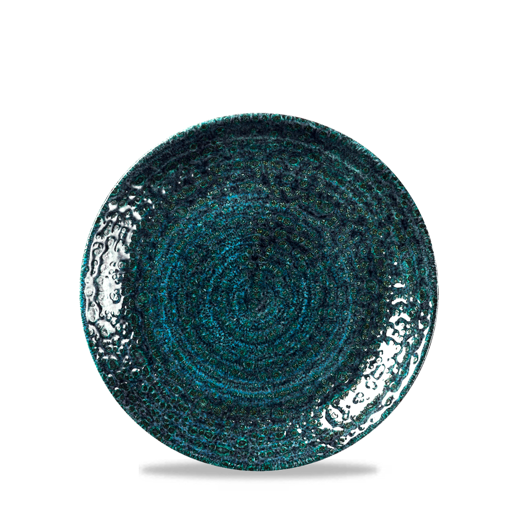 Homespun Chroma Blue Coupe Plate 16.5cm - Unique Hand-Thrown Style