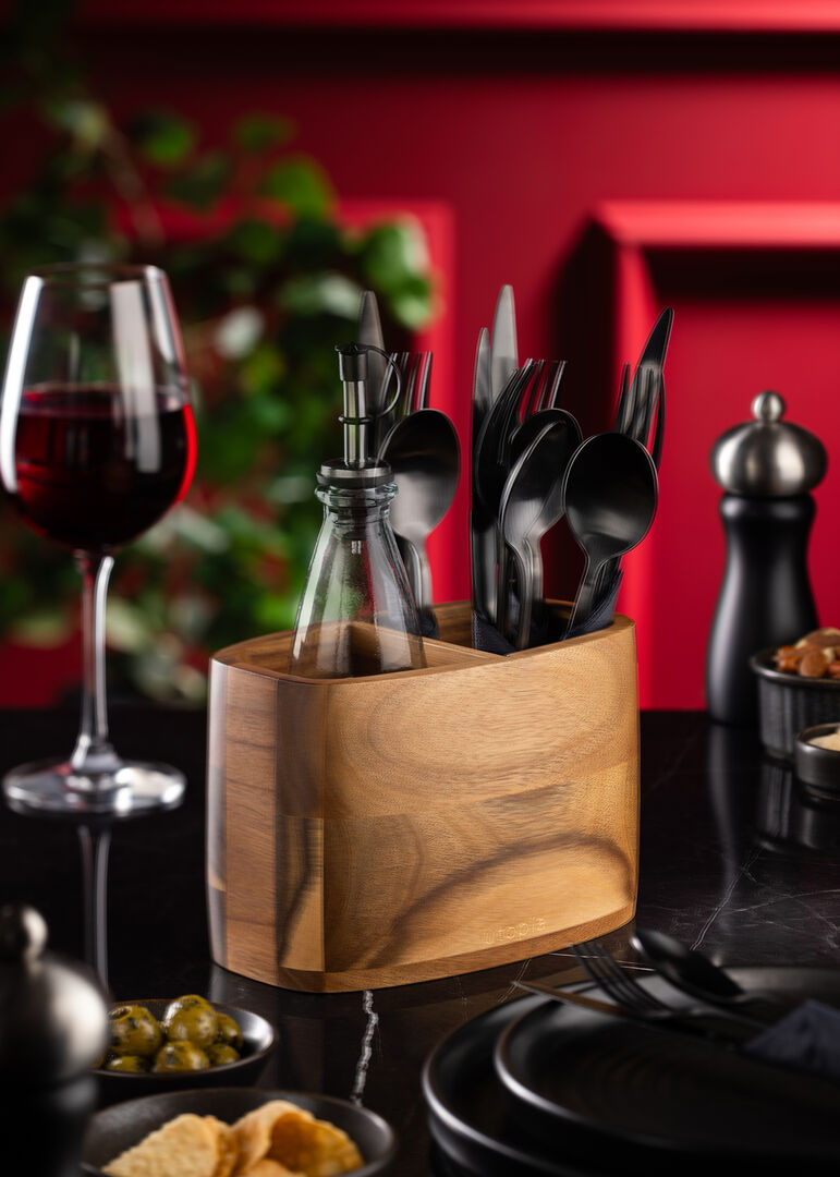 Acacia 2 Compartment Table Caddy