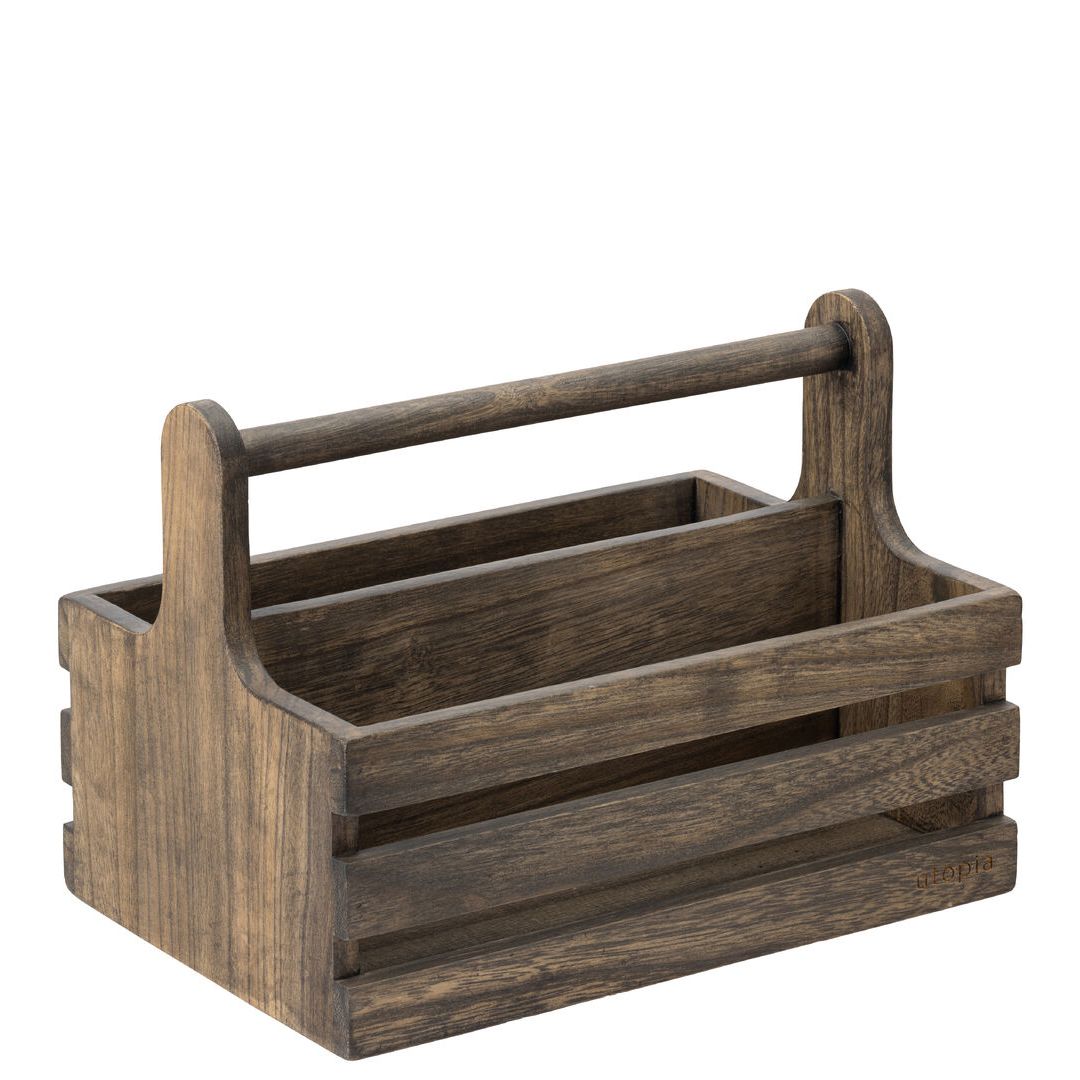 Large Rustic Wooden Table Caddy