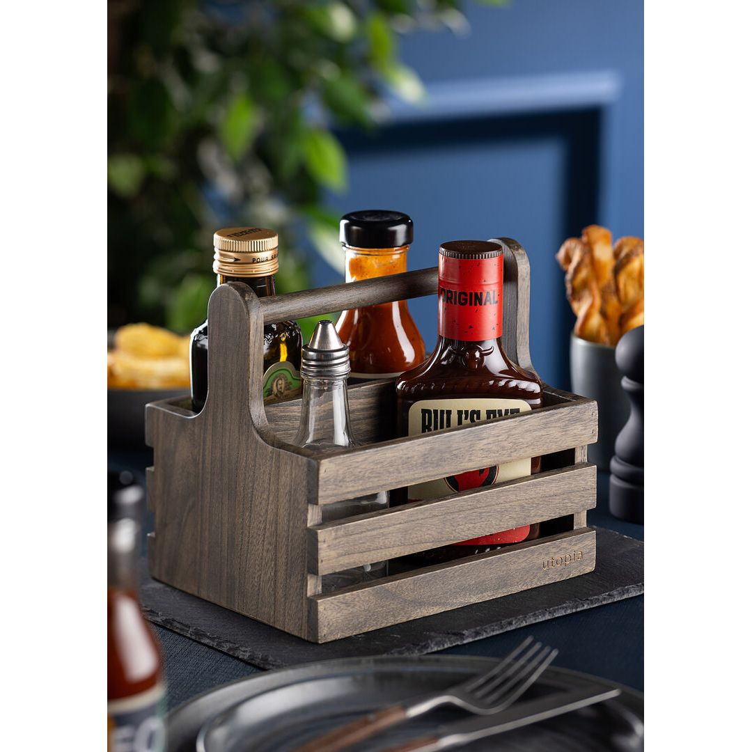 Medium Rustic Wooden Table Caddy