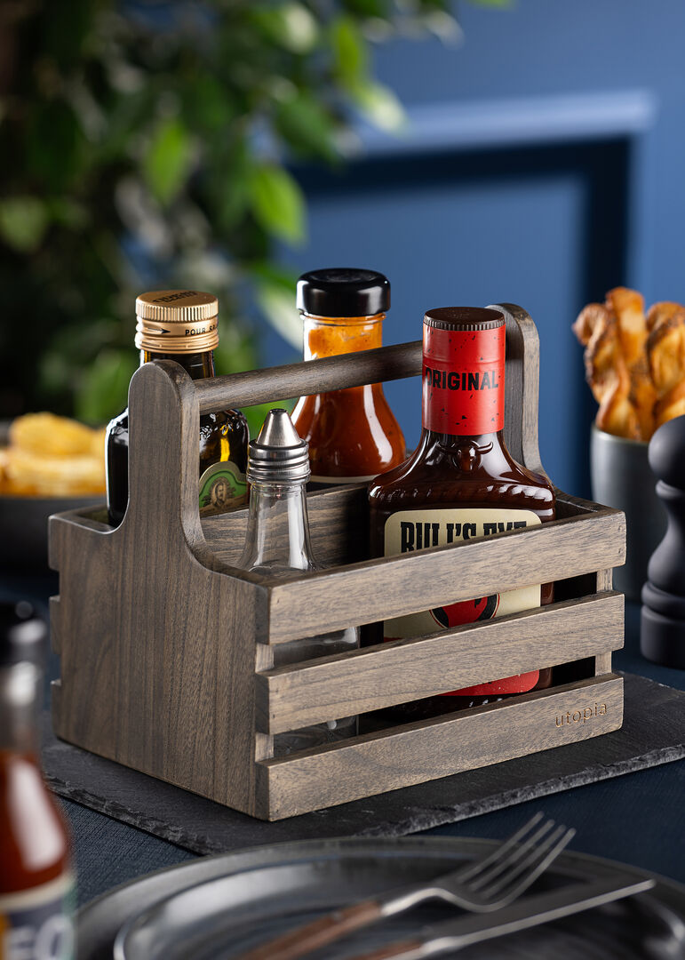 Medium Rustic Wooden Table Caddy