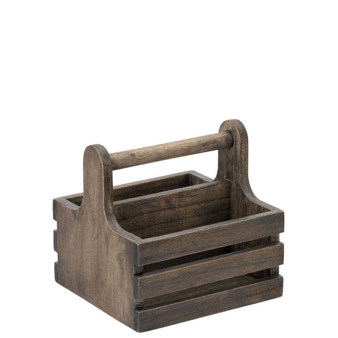 Small Rustic Wooden Table Caddy